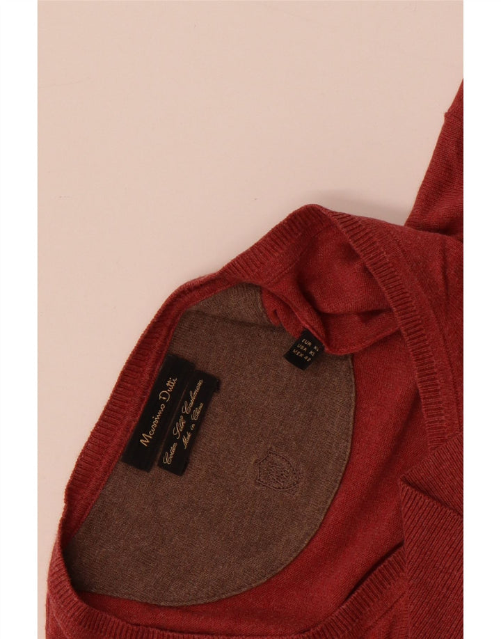 Massimo Dutti muški pulover s V-izrezom XL, crveni pamuk