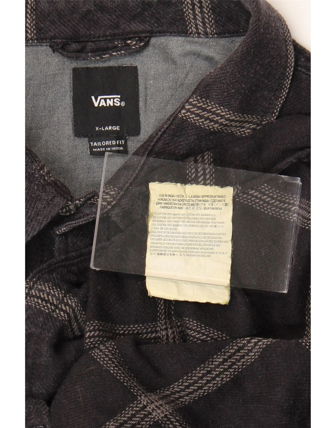 Vans muška krojena flanelska košulja XL sivi karirani pamuk