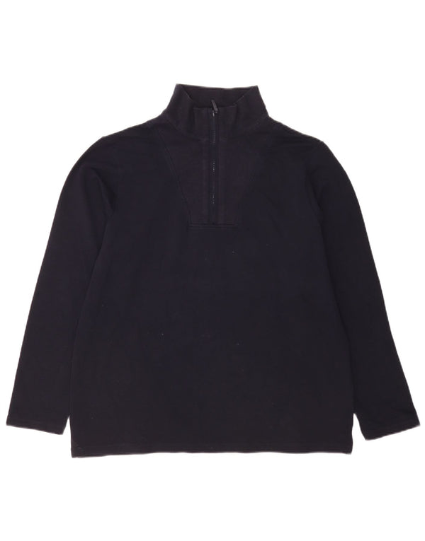 Marks & Spencer Womens Zip Neck Sweatshirt Jumper UK 14 Medium Navy Blue
