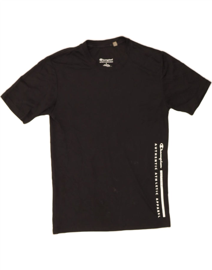 CHAMPION Mens Graphic T-Shirt Top Small Black Polyester Vintage Champion and Second-Hand Champion from Messina Hembry 