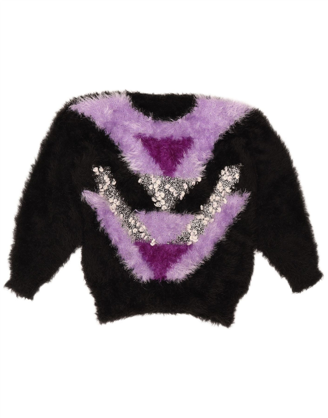 VINTAGE ženski džemper s okruglim izrezom UK 14 srednje crne boje