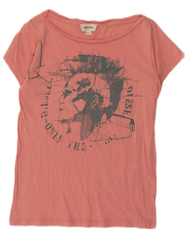 Diesel Ženska majica kratkih rukava s grafičkim motivima UK 10 Small Pink