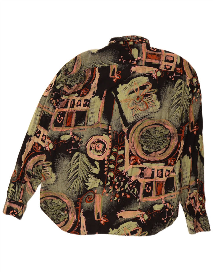 Vintage muška košulja s apstraktnim uzorkom, velika raznobojna cvjetna viskoza