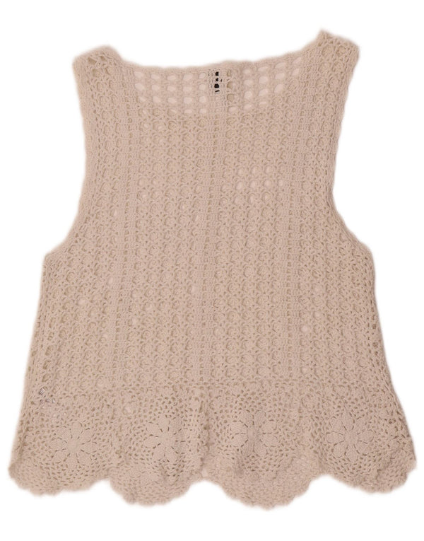 Topshop ženska heklana bluza bez rukava UK 10 Mala bijela cvjetna