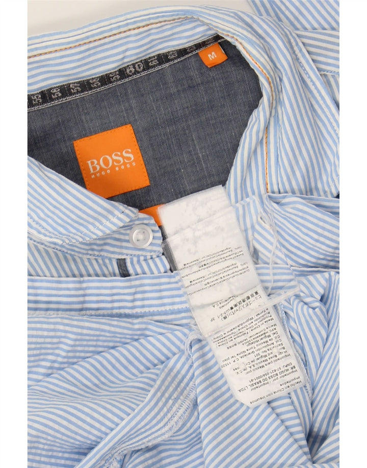 HUGO BOSS Mens Shirt Medium Blue Pinstripe Cotton