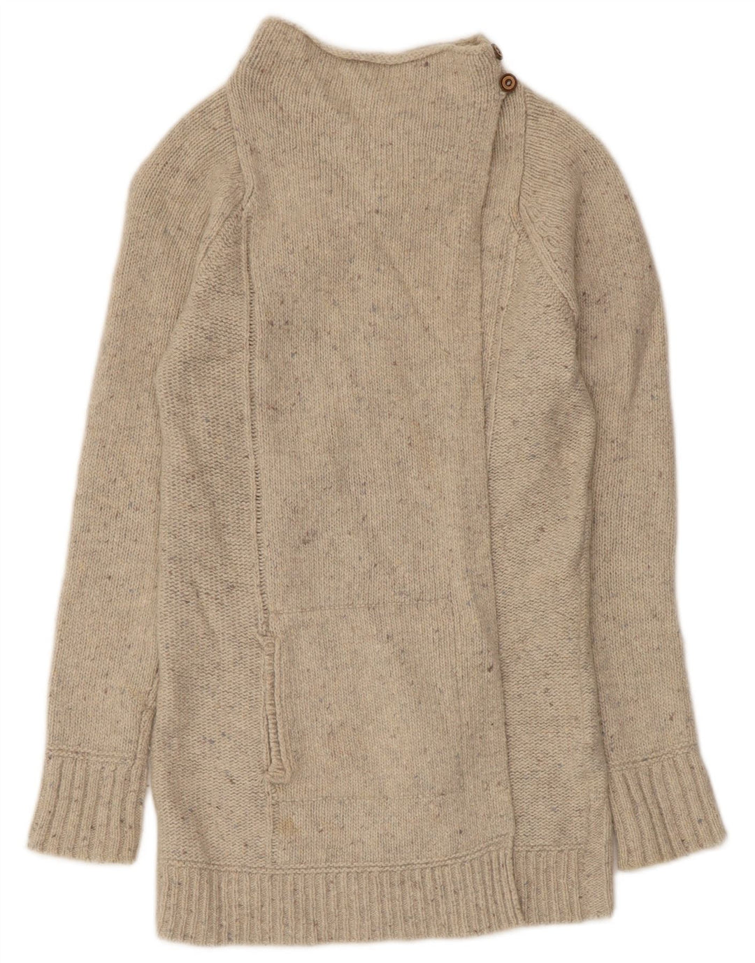 Bijeli ženski dugi kardigan pulover UK 8 Small Beige Flecked