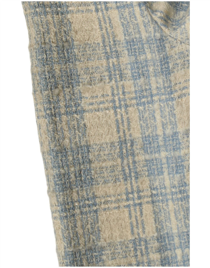 Vintage ženski sako s 3 gumba IT 42 Srednje plavi karirani pamuk