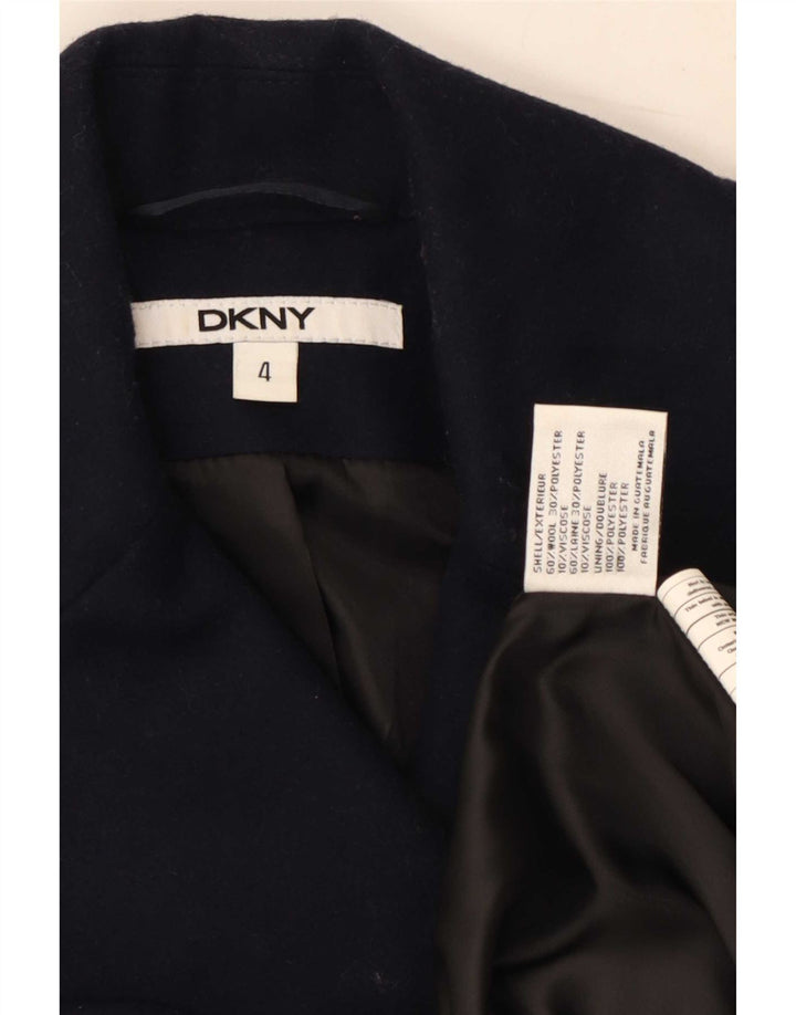 Dkny ženski kaput s dvorednim kopčanjem US 4 Mali tamnoplavi vuneni