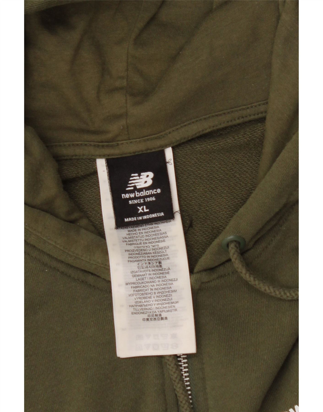 NEW BALANCE Muški pulover s kapuljačom s patentnim zatvaračem XL kaki pamuk