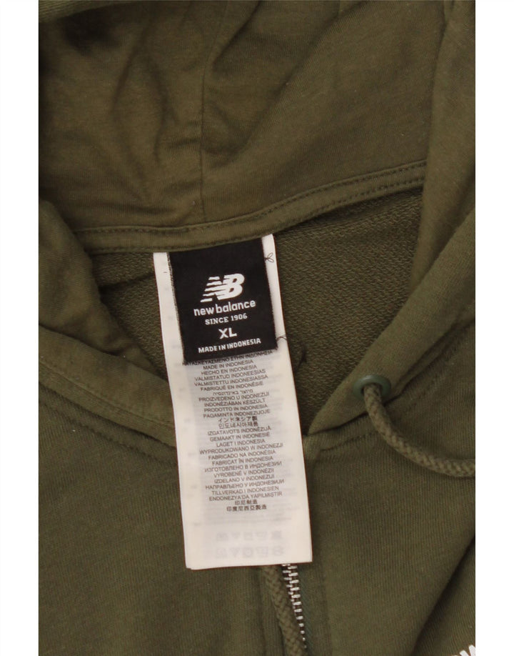 NEW BALANCE Muški pulover s kapuljačom s patentnim zatvaračem XL kaki pamuk