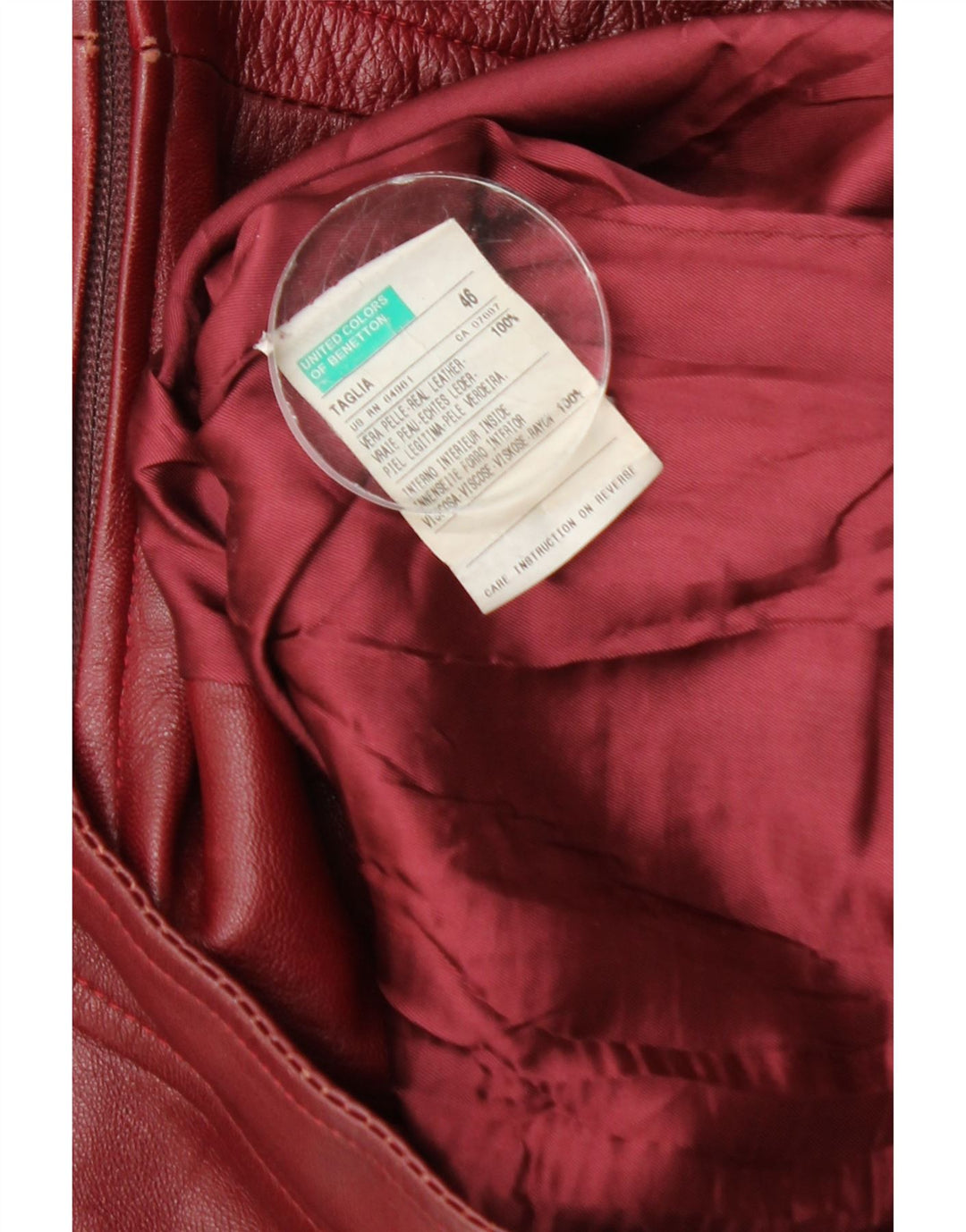 Benetton ženska kožna jakna IT 46 Large Burgundy Koža
