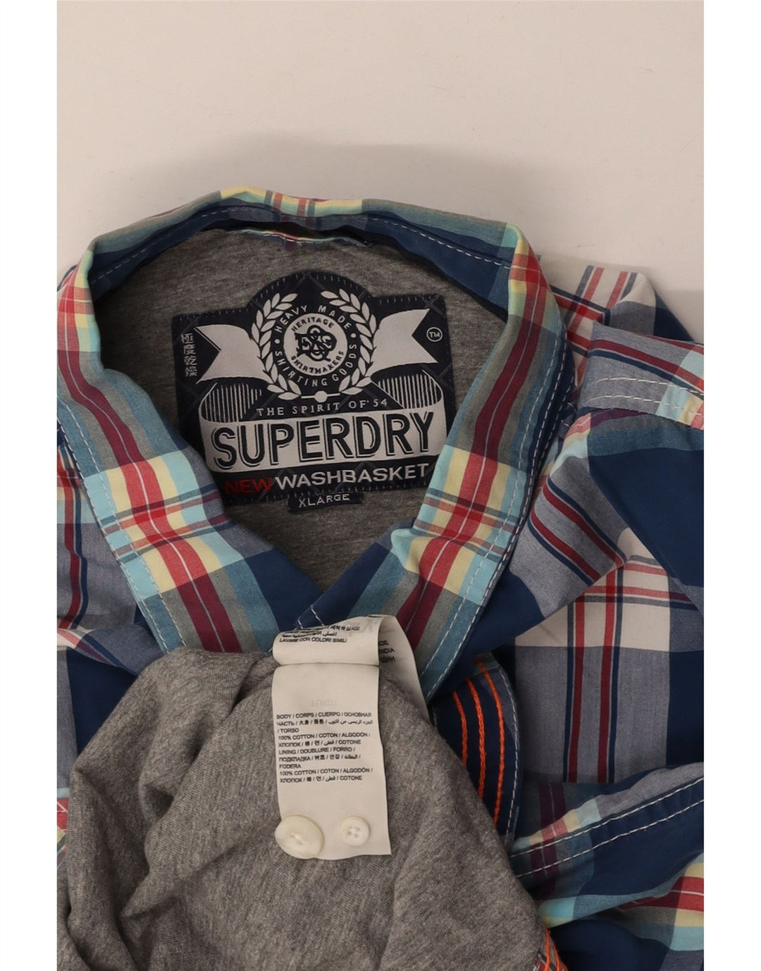 SUPERDRY muška košulja XL plavi karirani pamuk