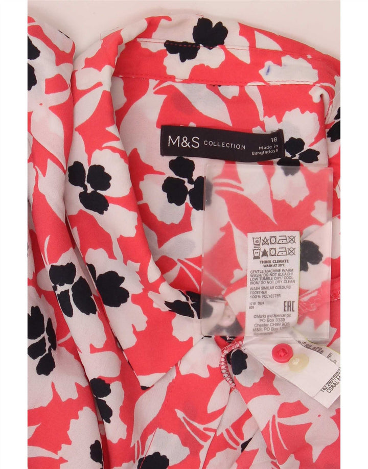 Marks & Spencer ženska prevelika košulja bluza UK 18 XL crveni cvjetni poliester