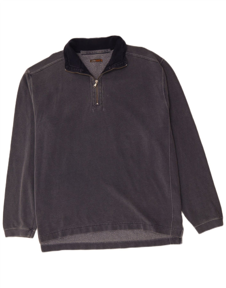 WHITE STUFF Muška majica s izrezom s patentnim zatvaračem 2XL tamnoplavi pamuk