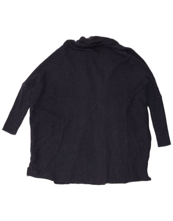 Zara ženski otvoreni kardigan pulover s 3/4 rukava UK 14 Srednje tamnoplavi s flekama