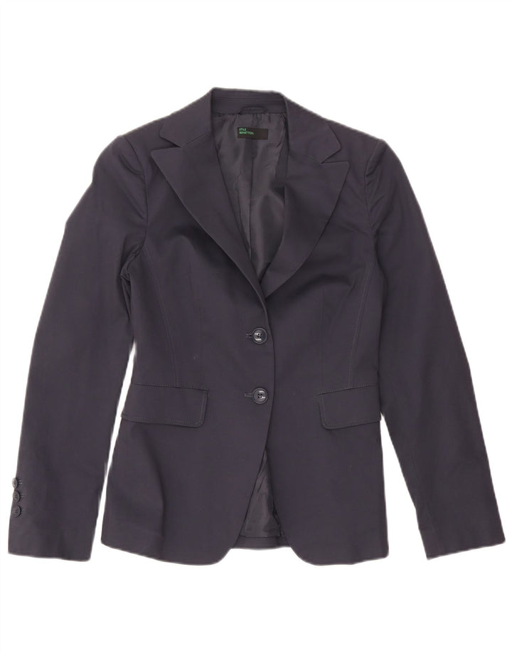 Benetton ženska jakna s 2 gumba IT 40 Small Navy Blue Cotton