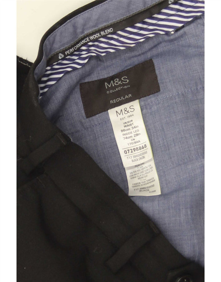 Marks & Spencer muške hlače ravnog odijela W34 L29 crna vuna