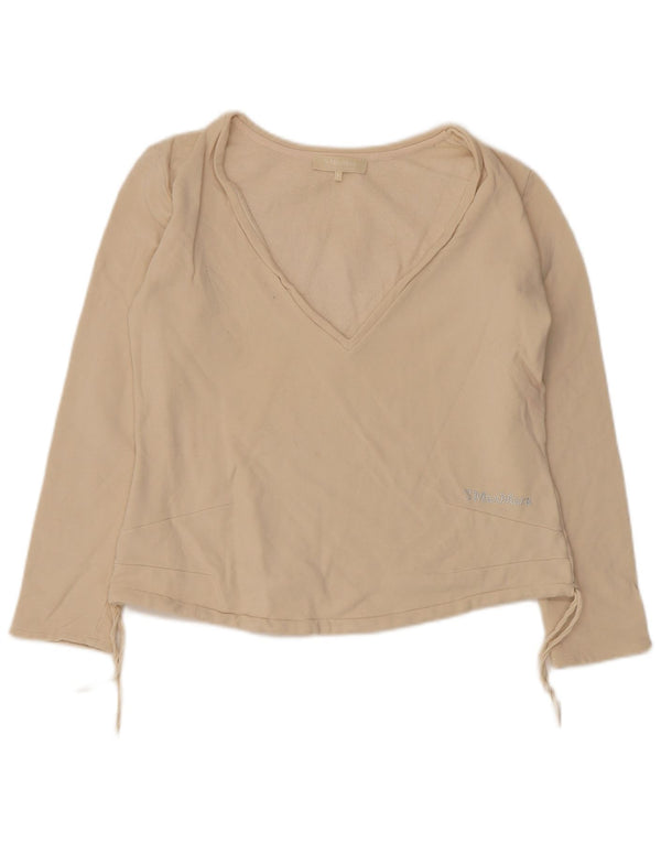 Max Mara ženska majica dugih rukava UK 10 Mala, bež pamuk