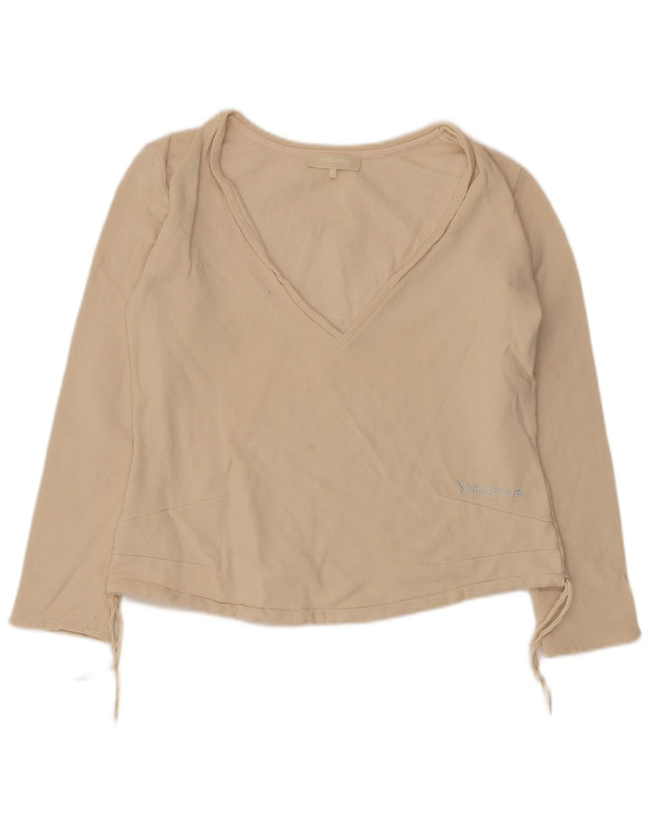 Max Mara ženska majica dugih rukava UK 10 Mala, bež pamuk