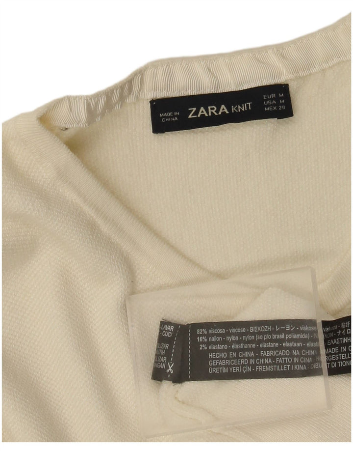 Zara ženski kardigan pulover UK 12 srednje bijele viskoze