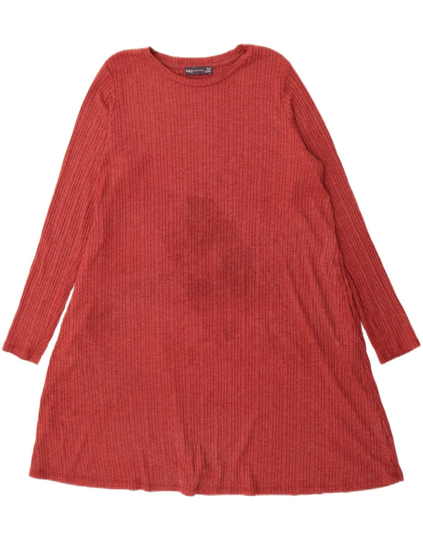 Marks & Spencer ženska šator haljina dugih rukava UK 18 XL Bordo poliester