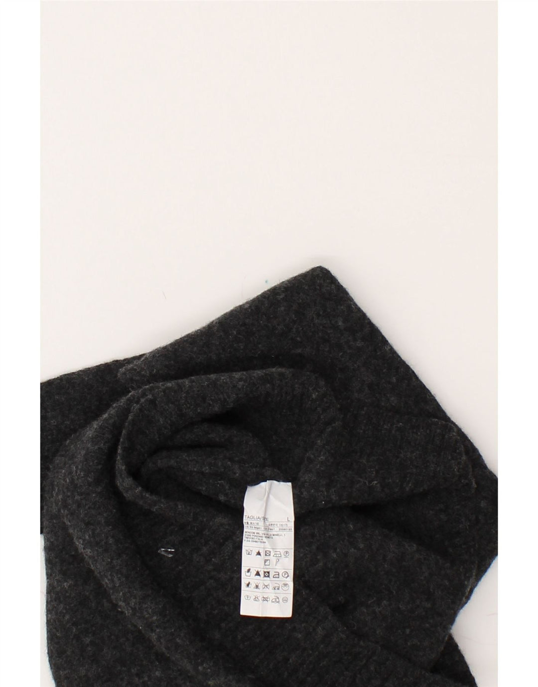 BENETTON Womens V-Neck Jumper Sweater UK 14 Large Grey Wool Vintage Benetton and Second-Hand Benetton from Messina Hembry 