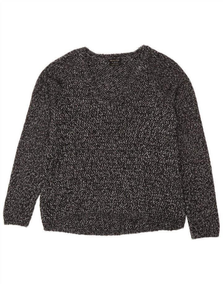Ženski džemper s V-izrezom Massimo Dutti UK 14 srednje sivo s pjegama