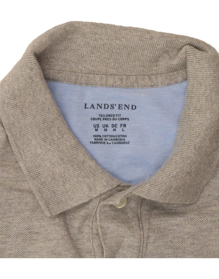 LANDS END Mens Tailored Fit Polo Shirt Medium Grey Cotton Vintage Lands End and Second-Hand Lands End from Messina Hembry 