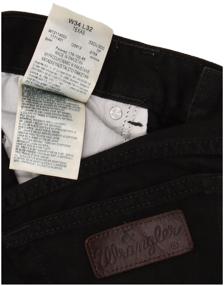 WRANGLER Muške Texas Straight Jeans W34 L28 crni pamuk