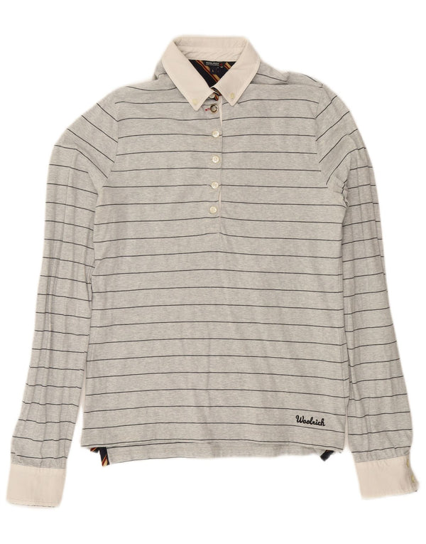 Woolrich ženska polo majica dugih rukava za ragbi UK 14 velike sive pruge
