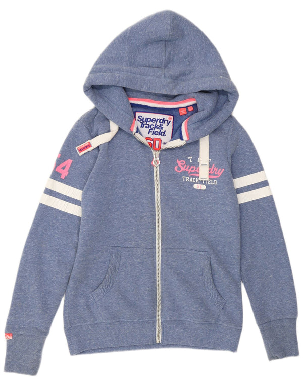 Superdry ženski pulover s kapuljačom s patentnim zatvaračem UK 10 Small Blue Flected