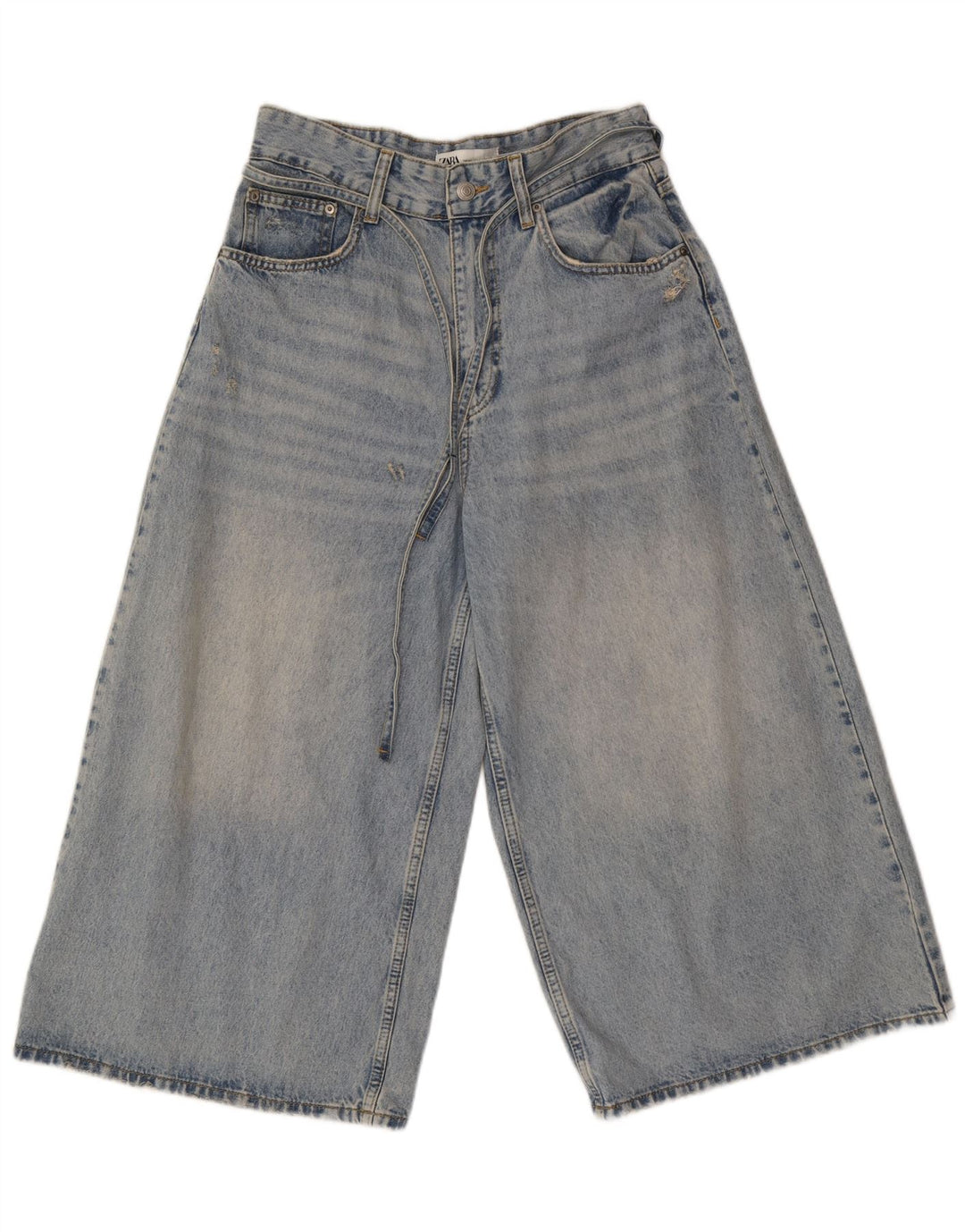 Zara ženske kapri traperice širokih nogavica EU 40 srednje W30 L21 plavi pamuk