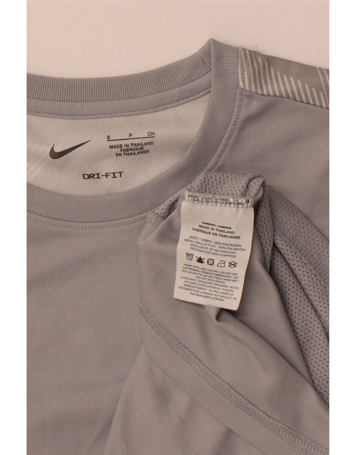 Nike Ženska Dri Fit Top majica dugih rukava UK 10 Mala siva geometrijski poliester