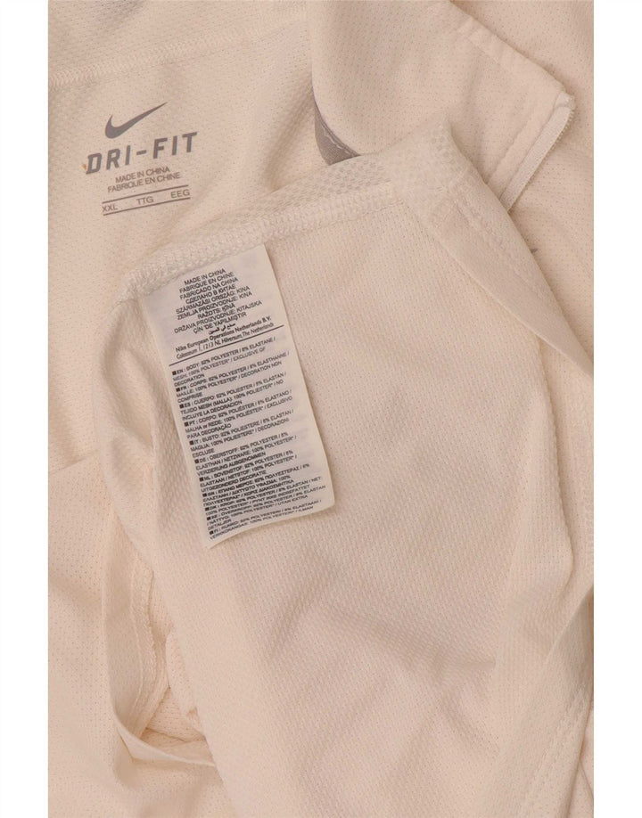 Nike Dri Fit majica kratkih rukava s patentnim izrezom 2XL bijeli poliester