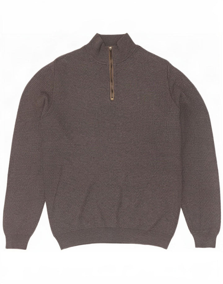 Massimo Dutti muški džemper s izrezom i srednje sivim pamukom