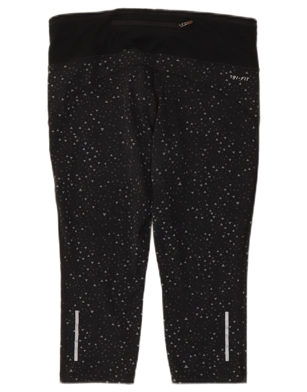 Nike Ženske Dri Fit Capri tajice UK 10 Male crne geometrijske poliesterske