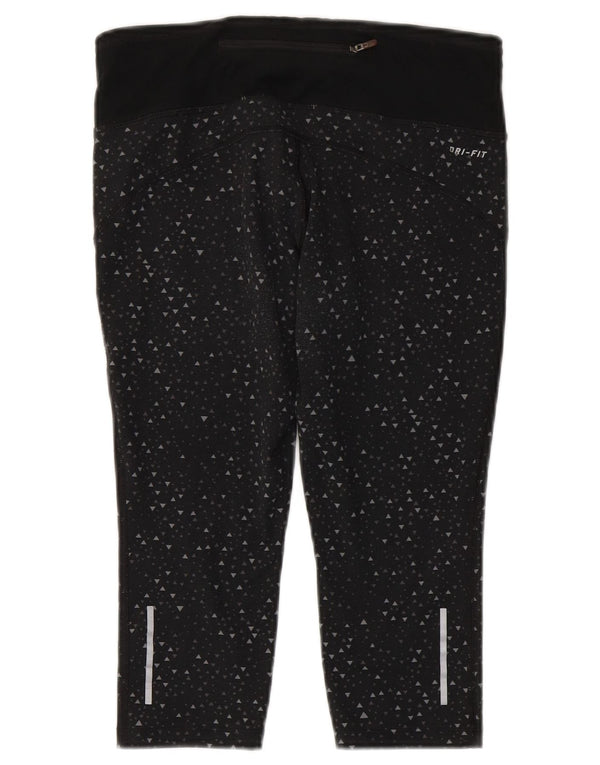 Nike Ženske Dri Fit Capri tajice UK 10 Male crne geometrijske poliesterske