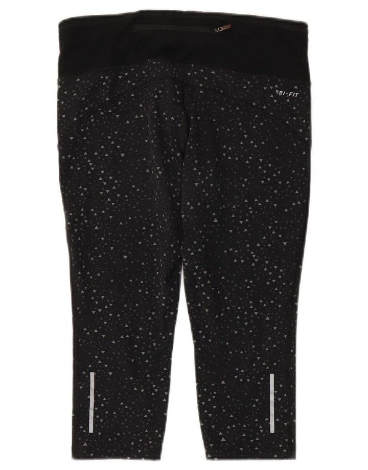 Nike Ženske Dri Fit Capri tajice UK 10 Male crne geometrijske poliesterske