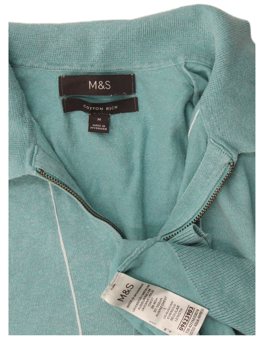 Marks & Spencer muška polo majica kratkih rukava srednje tirkizne pruge