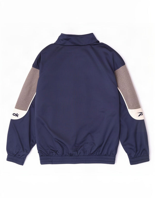 Reebok Mens Graphic Tracksuit Top Jacket Small Navy Blue Colourblock