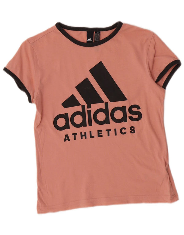 Adidas ženska majica kratkih rukava s grafičkim motivima UK 8/10 mali ružičasti pamuk