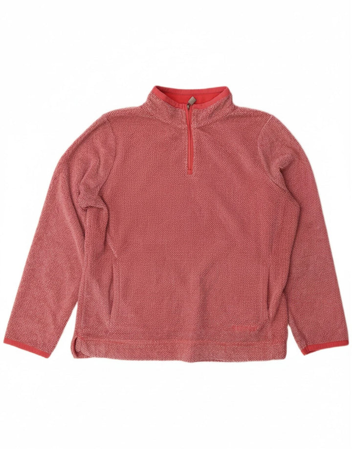 WEIRD FISH Womens Zip Neck Fleece Jumper UK 14 Large  Red Polyester