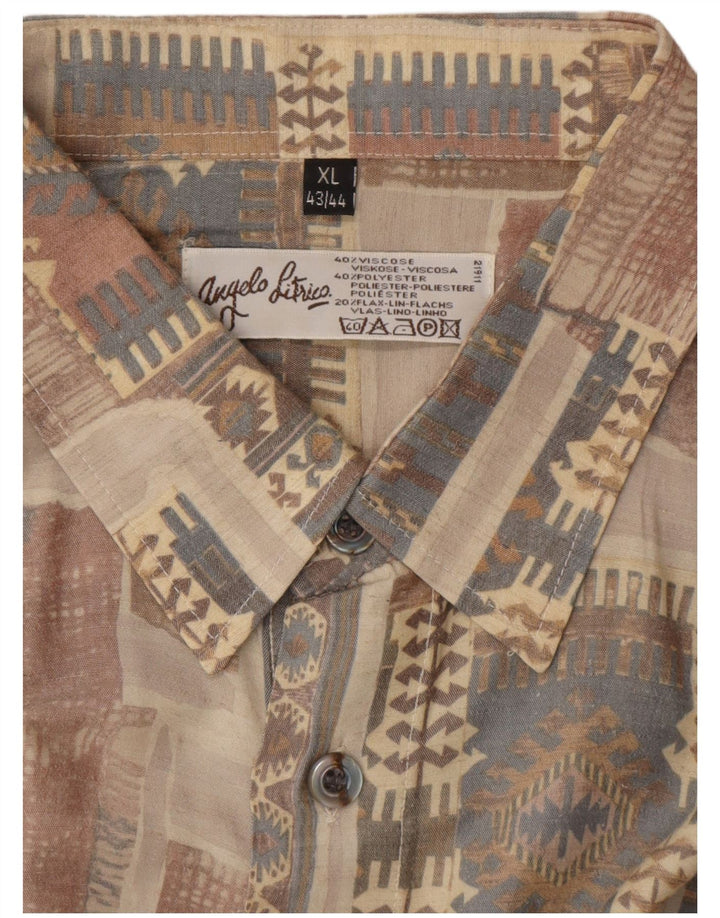 ANGELO LITRICO Muška košulja veličina 43/44 XL bež geometrijska viskoza Aztec