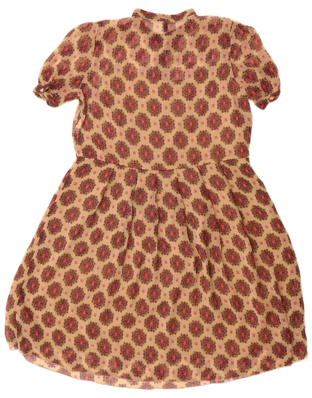 Benetton ženska haljina A-kroja UK 12 srednje bež cvjetne boje