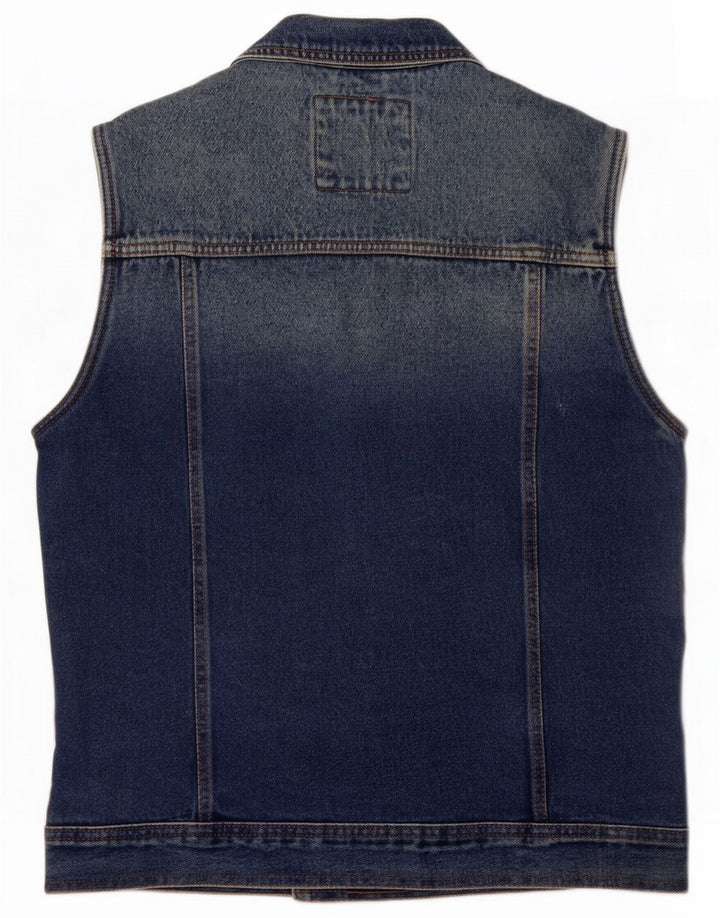Pull & Bear Mens Denim Gilet UK 38 Medium Blue Cotton
