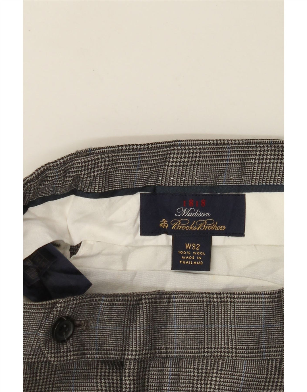 BROOKS BROTHERS Muške hlače s štipaljkama Madison W32 L29 Siva houndstooth