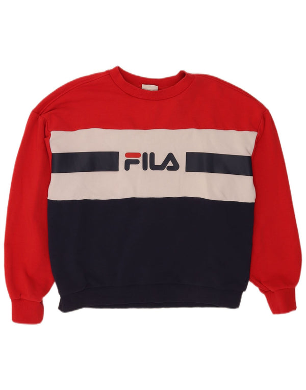 Fila ženski džemper s grafičkim motivima UK 14 srednje crvene boje, pamuk