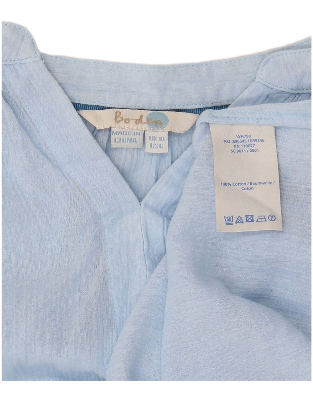 BODEN Ženska prevelika majica dugih rukava UK 10 Small Blue Cotton