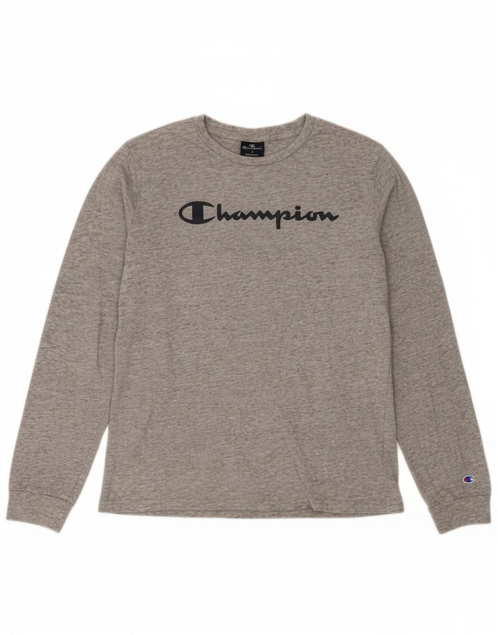 CHAMPION Boys Graphic Top Long Sleeve 15-16 Years 2XL Grey