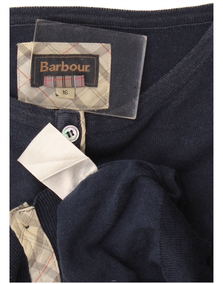 BARBOUR Ženski kardigan pulover UK 16 Veliki tamnoplavi pamuk
